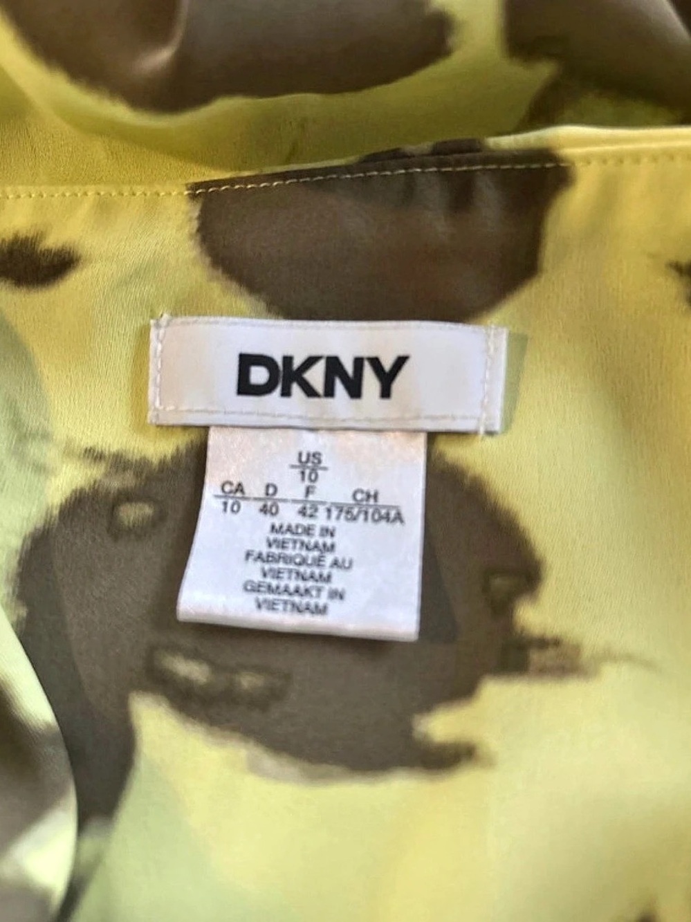 DKNY Floral midi Dress in brown & Yellow Size 10 - Picture 4 of 4